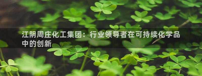 球盟会黑台子：江阴周庄化工集团：行业领导者在可持续化学品
中